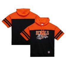 Мужская Футболка Mitchell & Ness Черная Cincinnati Bengals Off Field Vintage Logo Короткий Рукав Пуловер Mitchell & Ness