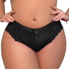 Agnes Orinda Women's Plus Size Laceback Mid-Rise Solid Brief Micro Underwear 1 Pack Agnes Orinda