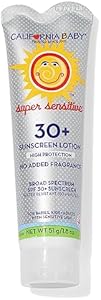 California Baby Super Sensitive SPF 30+ Sunscreen | Broad Spectrum | Titanium Dioxide | Hypoallergenic Unscented Mineral Sunscreen | 51 g / 1.8 oz. California Baby