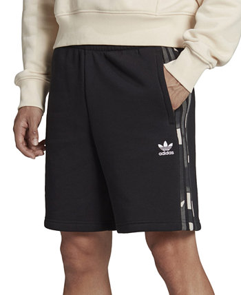 Мужские шорты с камуфляжным принтом и тремя полосками Adidas
