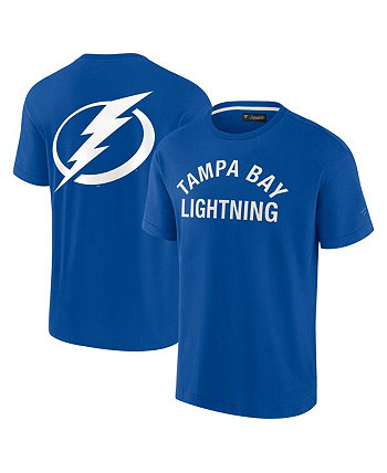 Мужская и женская синяя супермягкая футболка Tampa Bay Lightning с короткими рукавами Fanatics Signature