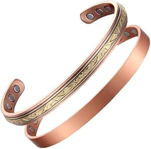 Women's Pure Copper Magnetic Bracelet - Cuff Bracelets with Ultra Strength Magnets – Adjustable Rope Inlay Style - Detox Lymphatic Drainage - Earth Therapy Earth Therapy