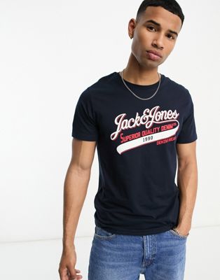 Темно-синяя футболка с винтажным логотипом Jack & Jones Jack & Jones
