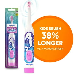 Mermaid Spinbrush Kids Electric Toothbrush, Battery-Powered, Soft Bristles, Ages 3+ Spinbrush