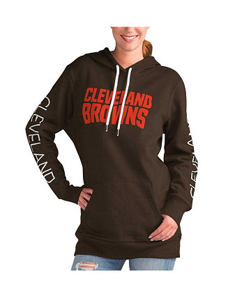 Женский коричневый пуловер с капюшоном Cleveland Browns Extra Inning G-III