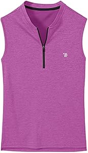 BGOWATU Women's Golf Polo Shirts Sleeveless Zip Up Collarless UPF 50+ Tennis T-Shirt Lightweight Quick Dry Bgowatu