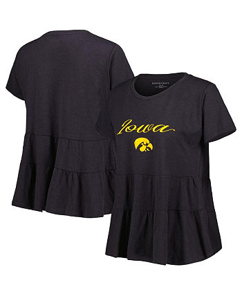 Женская черная футболка с рюшами Iowa Hawkeyes Willow Boxercraft