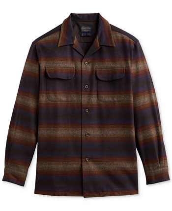 Мужская оригинальная шерстяная рубашка стандартного кроя в полоску с эффектом омбре на пуговицах Pendleton
