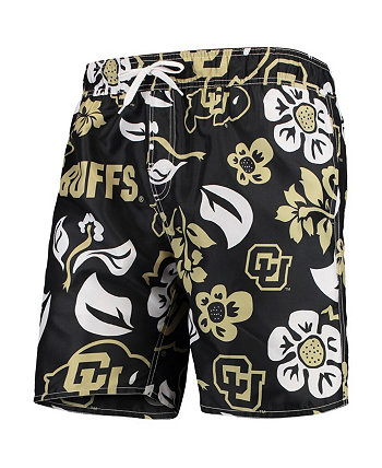 Men's Black Colorado Buffaloes Floral Volley Swim Trunks Wes & Willy
