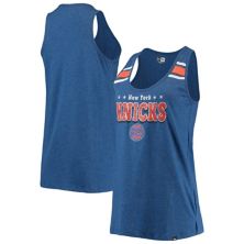 Женская синяя майка New Era New York Knicks с круглым вырезом и спинкой-борцовкой New Era