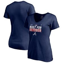Women's Fanatics Branded Navy Atlanta Braves 2021 Postseason Locker Room Plus Size V-Neck T-Shirt Fanatics