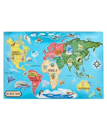 Детская игрушка, карта мира, головоломка из 33 частей Melissa & Doug