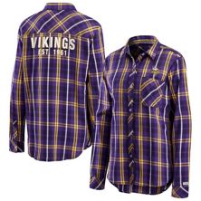 Women's WEAR By Erin Andrews Фиолетовая клетчатая рубашка Minnesota Vikings с длинным рукавом на пуговицах Unbranded