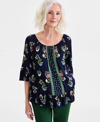 Women's Printed On-Off Shoulder Top, Exclusively at Macy's Style & Co