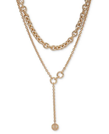 Gold-Tone Layered Lariat Necklace, 16" + 3" extender DKNY