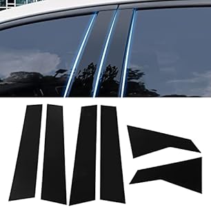 6 Pcs Side Door Window Cover Trim,Glossy Black Pillar Posts Decal Sticker for Civic Sedan 10th Gen 2016‑2021 Oukens