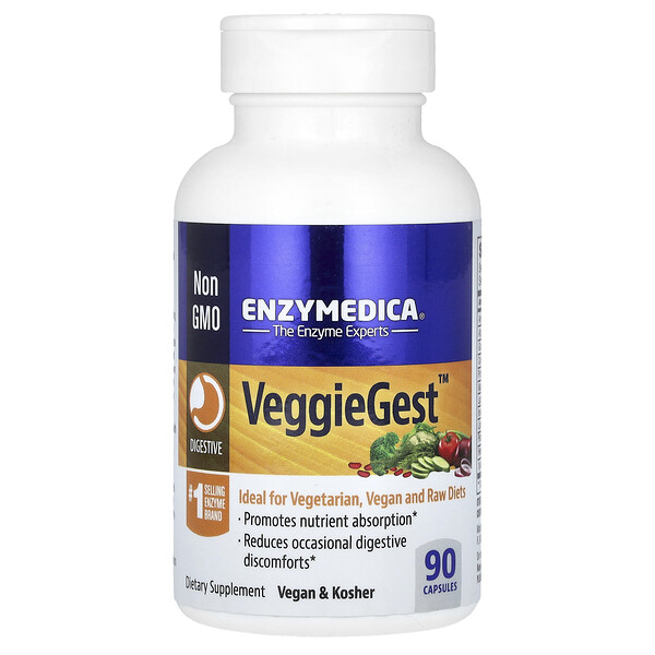 VeggieGest, 90 капсул Enzymedica