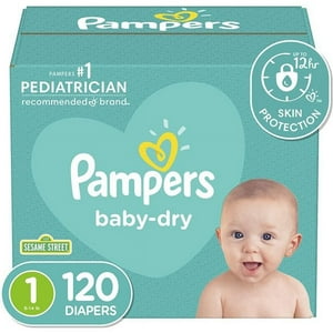 Diapers Newborn/Size 1 (8-14 lb), 120 Count - Pampers Baby Dry DisposableBaby Diapers, Super Pack Pampers