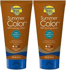 Banana Boat Summer Color Self Tanning Lotion | Light Medium Color for All Skin Tones, Self Tanner Lotion, Sunless Tanning Lotion, Banana Boat Self Tanner, 6oz each Twin Pack Banana Boat