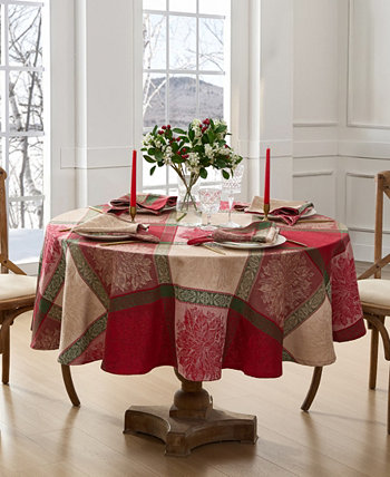 Prestige Poinsettia Jacquard Round Tablecloth, 70" Elrene