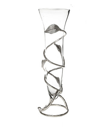 Съемная стеклянная ваза с дизайнерским основанием в виде листа никеля Classic Touch