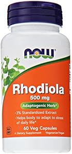 NOW Foods Supplements, Rhodiola 500 mg, Helps Body Adapt to Stress of Daily Life*, Adaptogenic Herb*, 60 Veg Capsules (Вегетарианские капсулы) NOW Foods