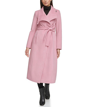 Женское шерстяное пальто макси с поясом и воротником-стойкой Kenneth Cole