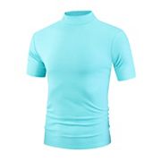 Turtleneck T-Shirt for Men's Short Sleeves Basic Regular Fit Mock Neck Tee Tops Lars Amadeus