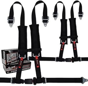 Aces Racing 4 Point Harness with 2 Inch Padding (Ez Buckle Technology) (Black (Pair)) Aces Racing