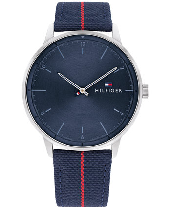 Мужские часы с нейлоновым ремешком темно-синего цвета 43 мм Tommy Hilfiger