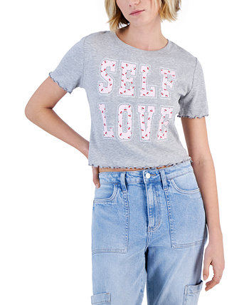 Укороченная футболка с салатовыми краями Juniors' Self Love Grayson Threads, The Label