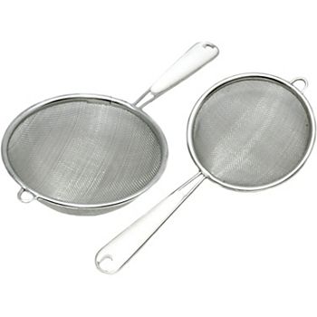 Kitchen Mesh Strainer, 3 and 4 Inch, 2 Piece Set, Stainless Steel Chef Craft