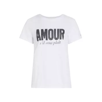 Хлопковая футболка Amour со стразами Cinq a Sept