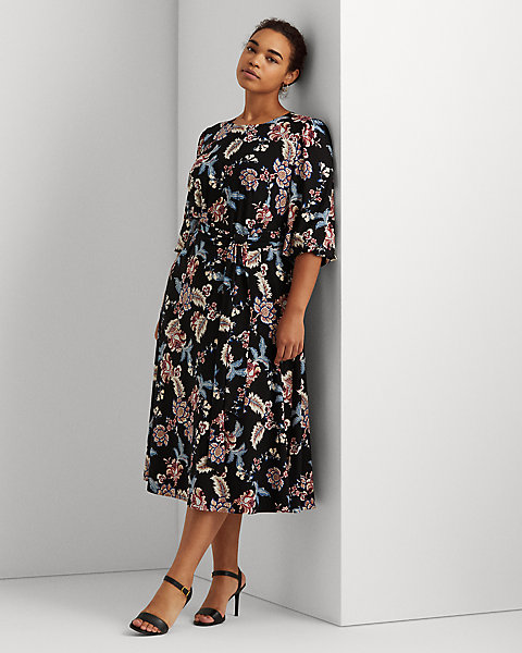 Платье-блузон с цветочным принтом и рукавами Ralph Lauren