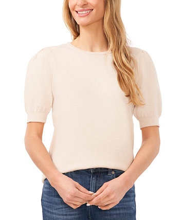 Женский хлопковый свитер с круглым вырезом и пышными рукавами CeCe