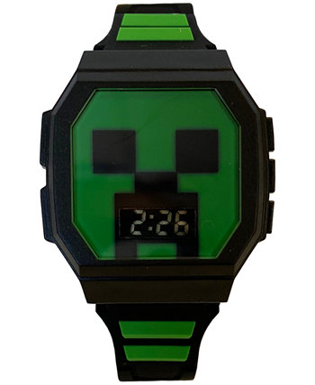 Детские цифровые часы Minecraft на черном и зеленом силиконовом ремешке 36x38 мм ACCUTIME
