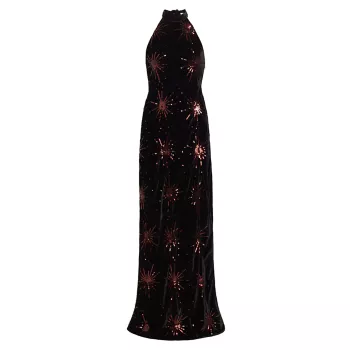 Starburst Sequin Velvet Gown RIXO