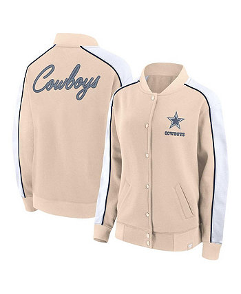 Женская университетская куртка с длинными кнопками светло-коричневого цвета Dallas Cowboys Lounge Fanatics