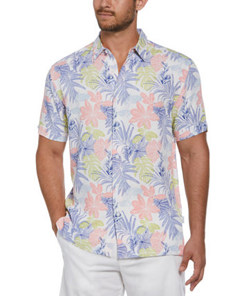 Мужская рубашка на пуговицах с фактурным цветочным принтом и листьями Big & Tall Cubavera
