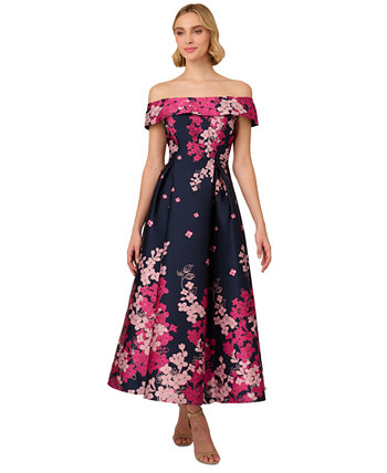 Women's Floral-Print Off-The-Shoulder Dress Adrianna Papell