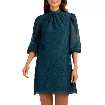 Мини-платье с текстурой в горошек и пальмами Trina Turk