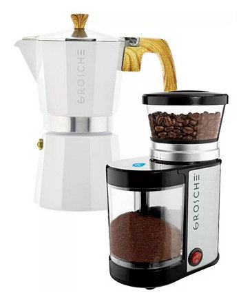 Grind Brew Duo: Milano Moka Pot Bremen Burr Grinder Grosche