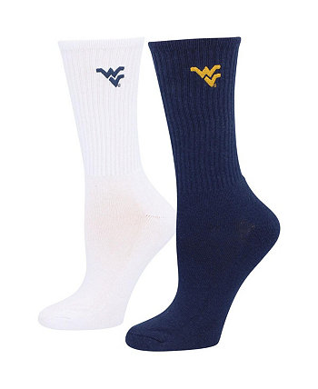 Женские темно-синие, белые носки West Virginia Mountaineers, две пары четверть длины ZooZatz