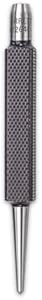 Starrett Steel Center Punch with Square Shank and Knurled Finger Grip - Hardened and Tempered, 3-3/4" Length, 3/32" Diameter Tapered Point, 3/8" Square Thickness – 264C Starrett