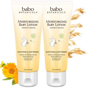 Babo Botanicals Moisturizing Lotion - Face & Body Plant-Based Lotion for Babies, Kids & Adults with Sensitive or Dry Skin - with Colloidal Oatmeal, Organic Calendula & Shea Butter - 8 fl. oz. - 2-Pack Babo Botanicals