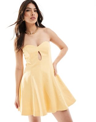 Ever New bandeau mini dress in yellow Ever New