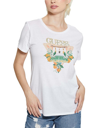 Women's Embellished Mansion Logo Easy T-Shirt GUESS