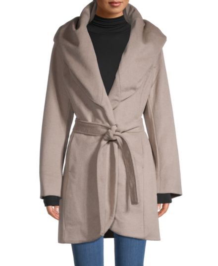 Пальто из смесовой шерсти с капюшоном Tahari