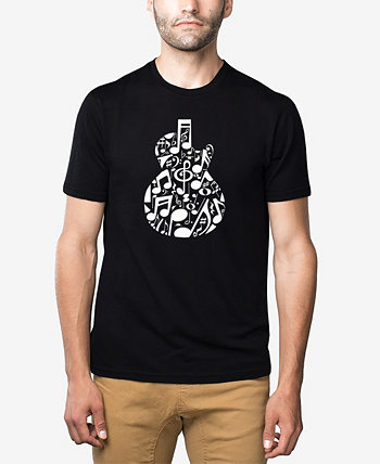 Мужская футболка с нотами и гитарой премиум-класса Word Art LA Pop Art