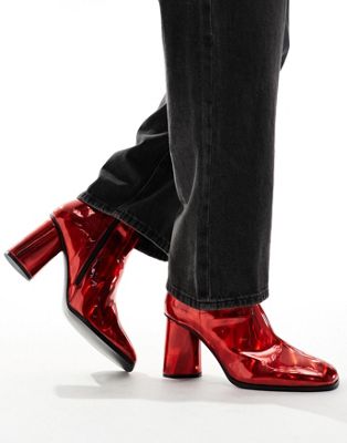 Красные ботинки металлик на каблуке ASOS DESIGN ASOS DESIGN